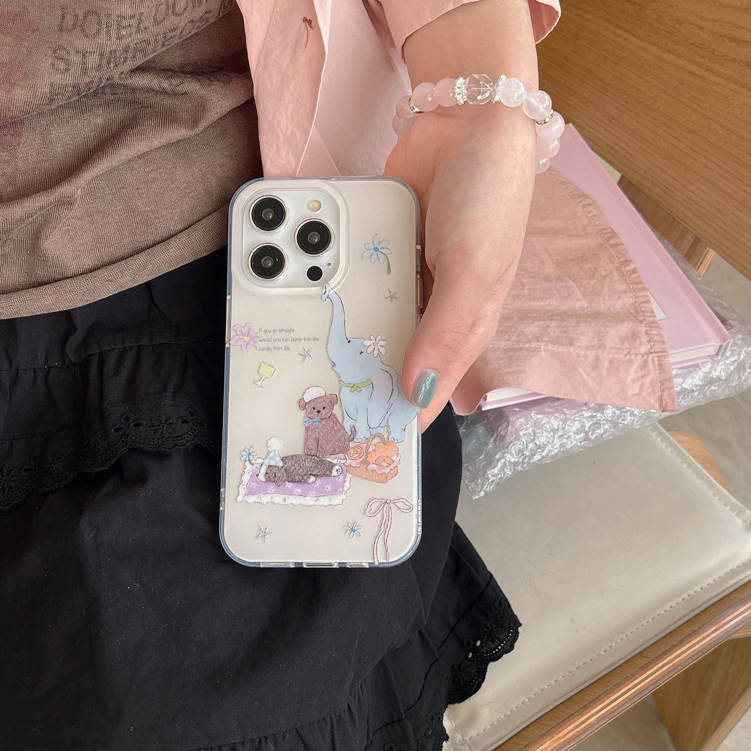 Personalidad dibujos animados graffiti elefante para Apple 16ProMax funda para teléfono móvil 15Pro simple 14/13 pareja 15PM