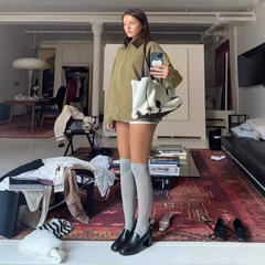 lioness澳洲25新款复古撞色休闲宽松长袖翻领工装拉链夹克外套女