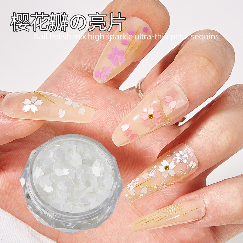 Internet Popular Nail Art Cherry Blossom Sequins Mixed Color Petals Steel Beads Gold and Silver Jewelry Nail Patch Accessories Internet Popular Nail Art Cherry Blossom Sequins Mixed Color Petals Steel Beads Gold and Silver Jewelry Nail Patch Accessories