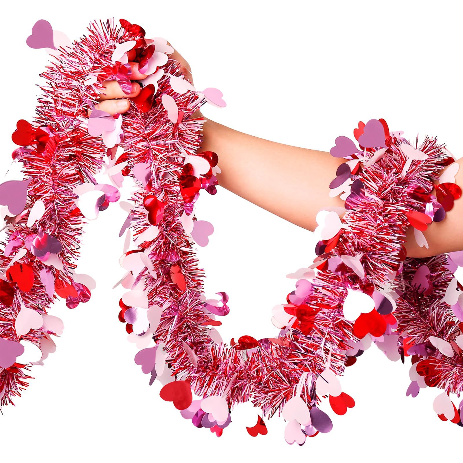 Cross-Border Valentine's Day Red Heart Garland Holiday Background Decorations Wedding Tinsel Party Garland Wholesale