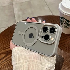 適用iPhone15手機殼亞克力磁吸蘋果14馬卡龍硅膠防摔透明保護套13