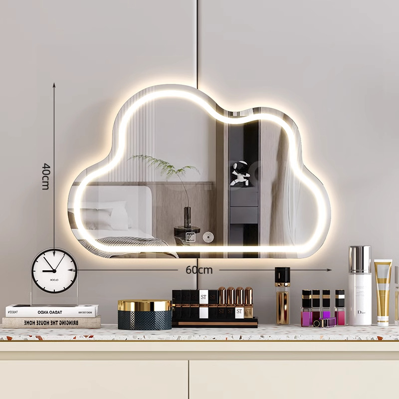 Espejo de maquillaje de nube 2025 nuevo espejo tocador dormitorio escritorio pared colgante led inteligente espejo de tocador con luz