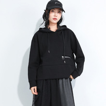 2025秋季新款连帽卫衣女 大码显瘦暗黑系休闲上衣外套 套头衫
