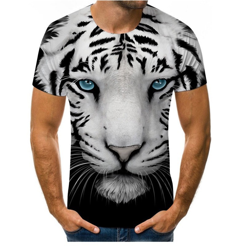 Venta caliente Forest Beast 3D impresión digital hombre calle salvaje hombro recto jersey transpirable suelta camiseta de manga corta