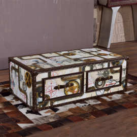 工业风创意双抽茶几箱式复古做旧酒吧会所咖啡厅服装店个性茶几