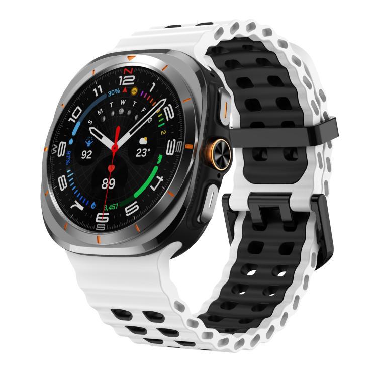 xDfind Black Botón Marítimo Bicolor Doble agujero de fila correa de silicona para Samsung Galaxy Watch8 / 8 Classic / Samsung Gal