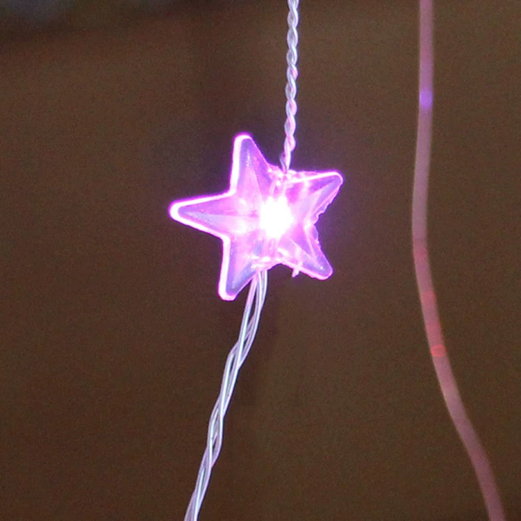 Заводская поставка светодиодные Рождественские огни гирлянда пятиконечная звезда в форме медной проволоки световая нить батарейный отсек Мощность звезды световая нить