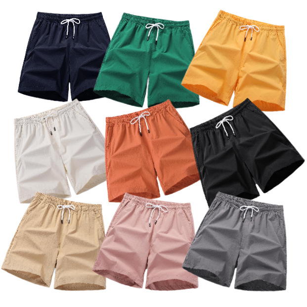 Cross-Border Ins Pure Color Sports Shorts Summer Ice Silk Quick-Drying Three-Point Pants Men's Loose Beach Pants Casual Men