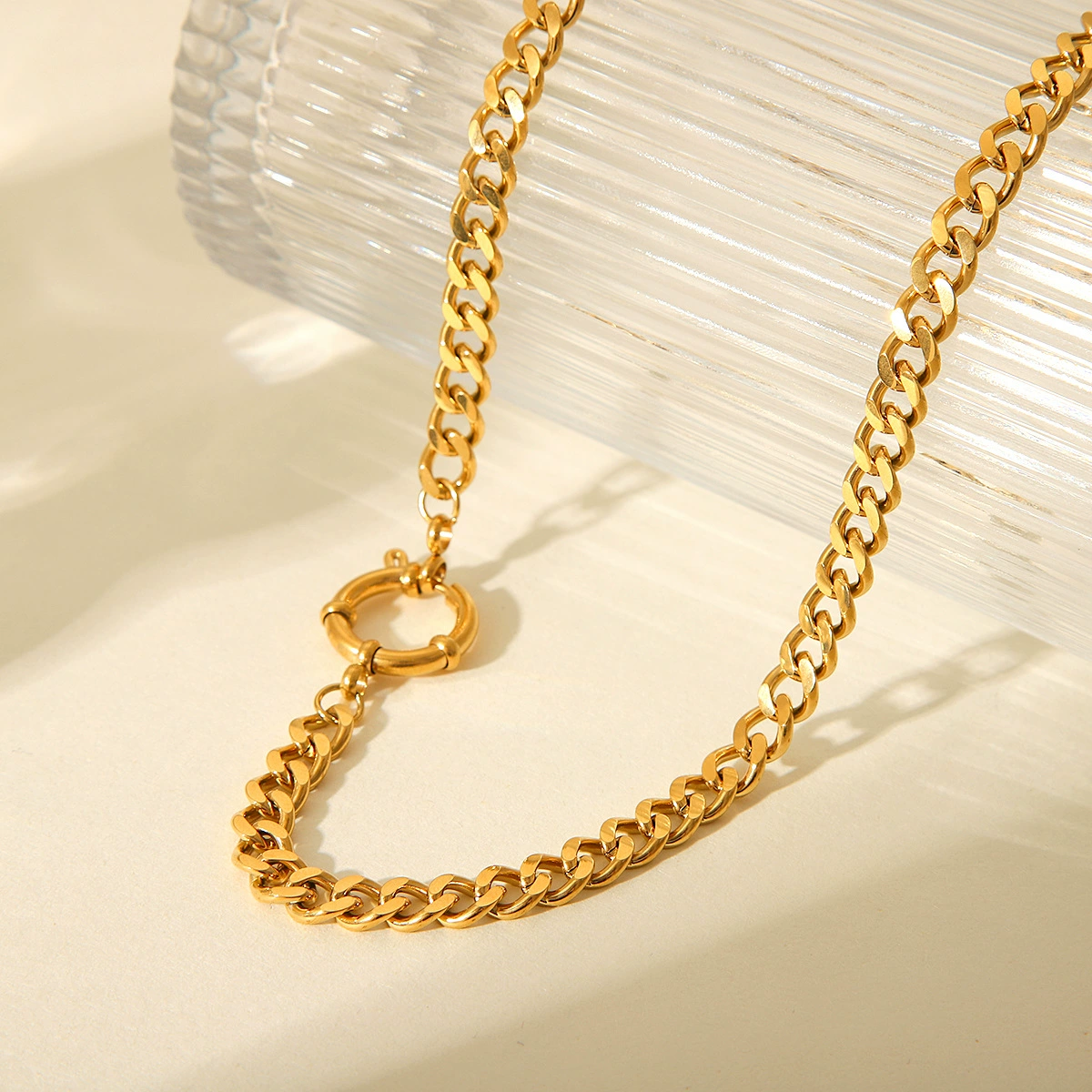 Brand trend necklace hip-hop style stainless steel, accessory, European style, 750 sample gold, does not fade