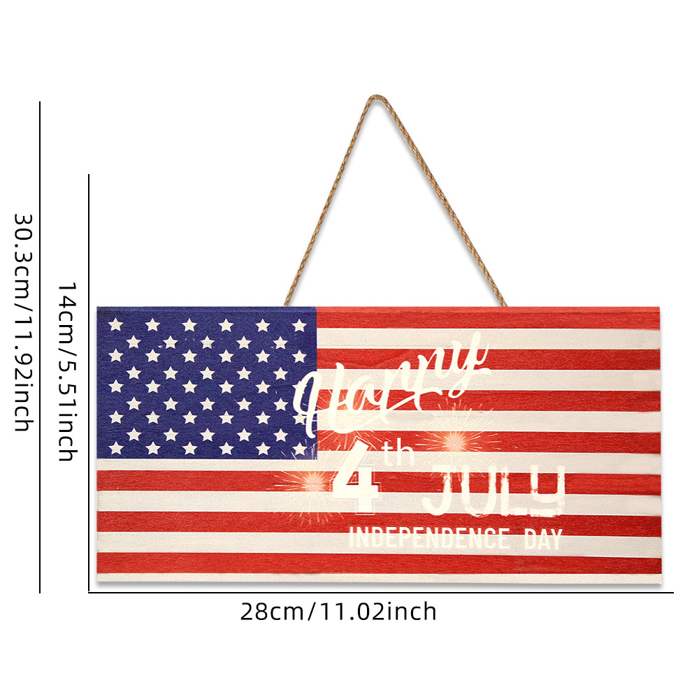 Letrero de madera del Día de la Independencia de Amazon, placa de madera con bandera estadounidense, decoración para fiestas americanas, letrero de bienvenida vintage para puerta, decoración colgante