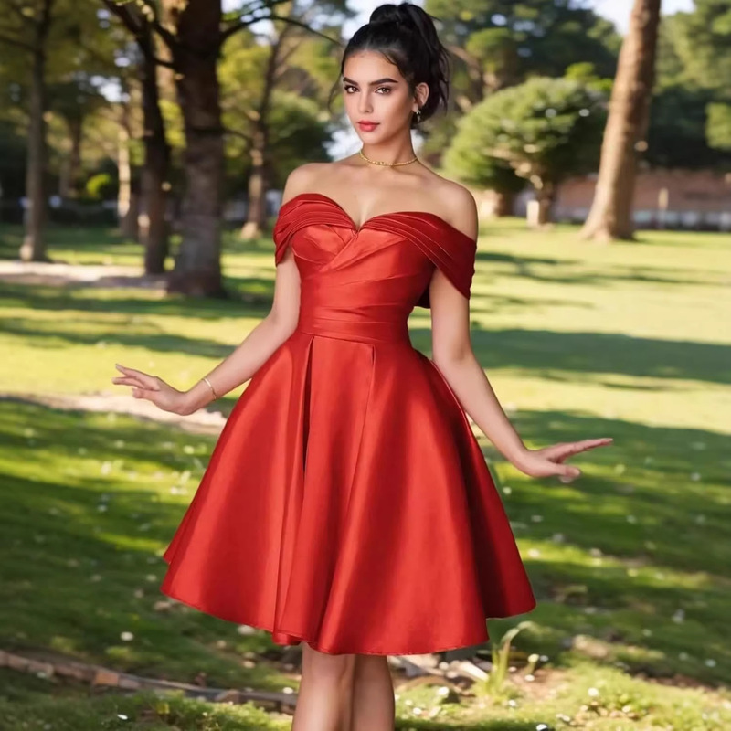 Cross-Border European and American Style One-Shoulder Evening Dress, Solid Color, Elegant Banquet Ball Gown, High-End Fashion, Slim Fit, Flattering