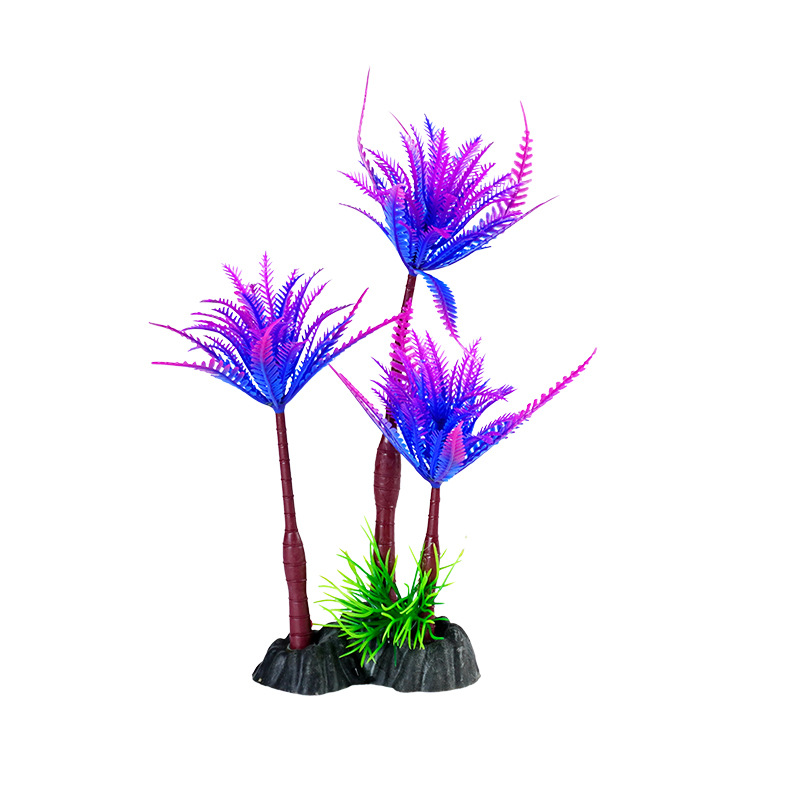 Adornos de acuario decoración pequeña estilo marino simulación decoración de cocoteros pecera paisajismo hierba de agua falsa cocoteros