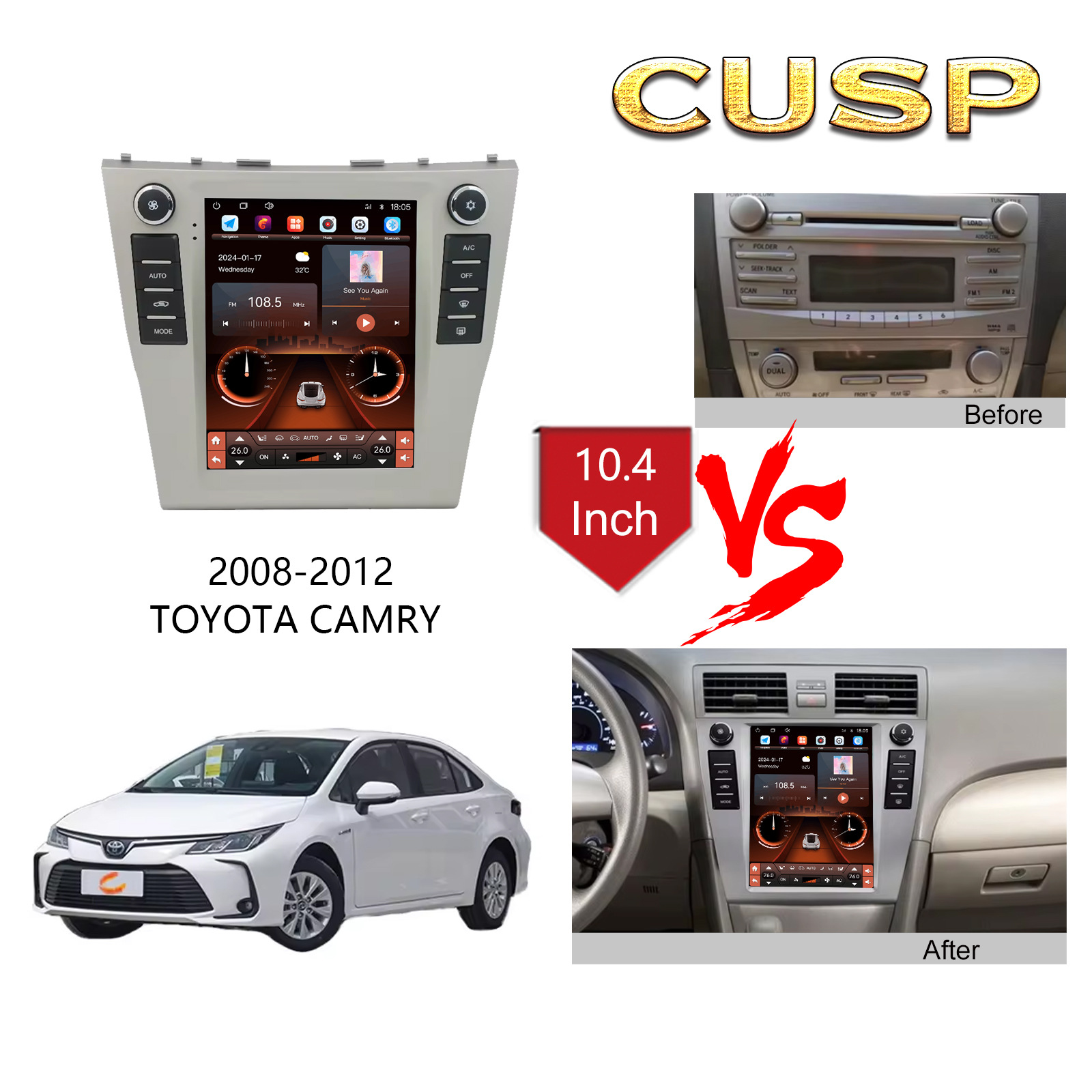 2008-2012 Toyota Camry Car Smart Navigation 10.4 inch Android