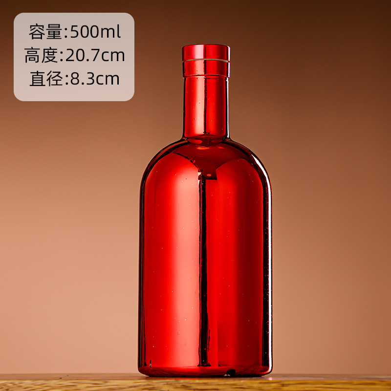 Galvanoplastia botella de vino de vidrio vodka botella de hielo botella de bebida de gama alta botella de vino extranjero botella de vino tinto chapado en oro botella vacía al por mayor