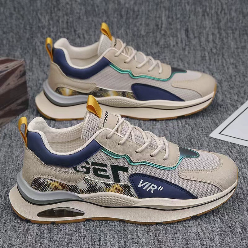 Мужская обувь Спортивная повседневная на воздушной подушке весна и осень новая сетчатая дышащая строчка Студенческая Внешняя торговля с мягким дном на плоской подошве для путешествий