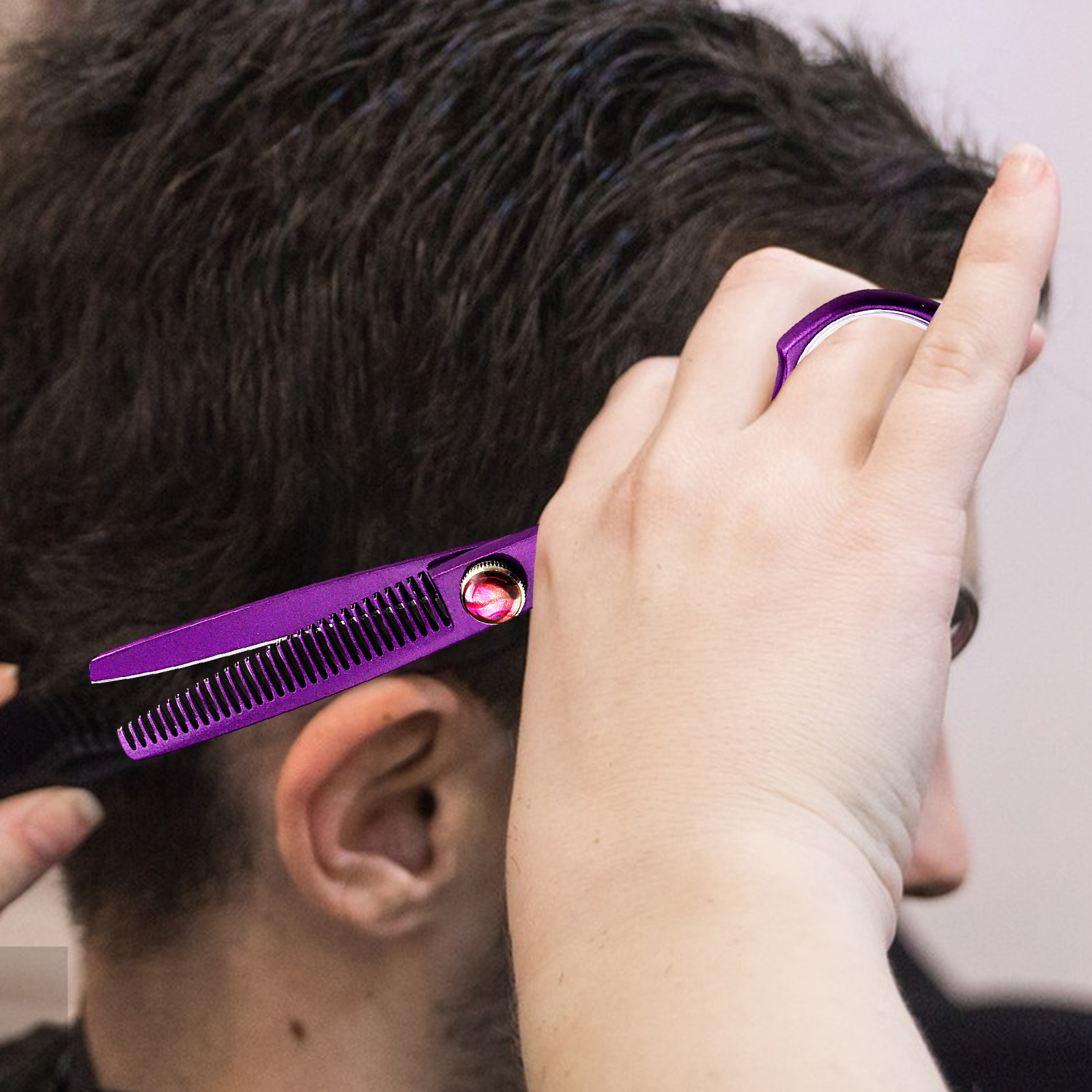 Forbici dentali piatte Napson da 6 pollici con manico girevole a 360 gradi, colore viola._voghion.com