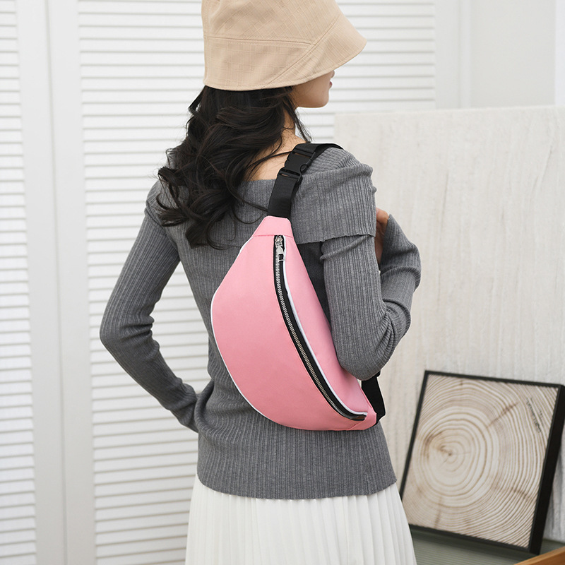 純色腰包批發定 制印logo大容量胸包斜挎包女運動手機包生意錢包