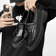 皮鞋男鞋2025秋季男士乐福鞋一脚蹬厚底增高商务休闲英伦潮流跨境