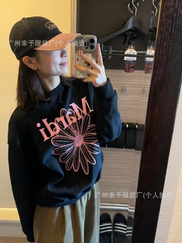 韩国Mardi卫衣赵露思同款小雏菊腊肠狗女秋冬刺绣印花套头圆领外|undefined