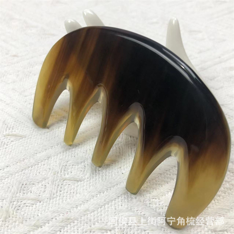 Natural Horn Five-Tooth Comb 9.5cm Scalp Massage Comb for Travel and Daily Hair Care quality and texture