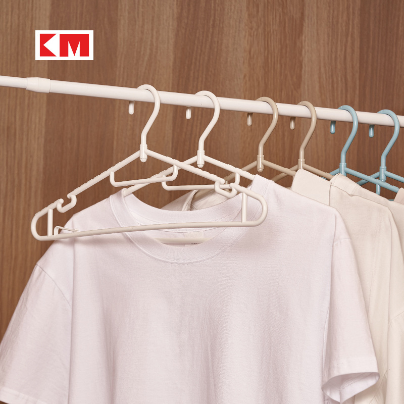 KM 1043 日式防滑衣架晾衣撑子家用衣服挂架学生宿舍塑料衣架6pcs