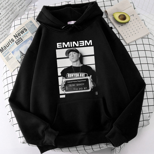 Men's Cross-Border New Trend Hip-Hop Hooded Sweatshirt with Eminem Character Print