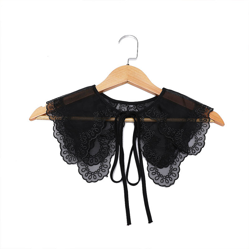 Collar falso para mujer collar de muñeca de todo fósforo de doble capa exquisito chal bordado pajarita collar de encaje decorativo