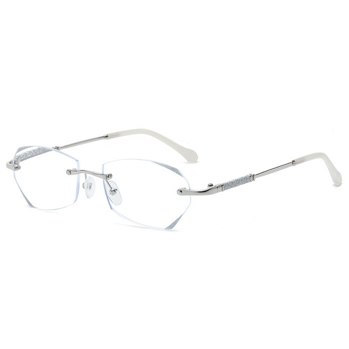 New Diamond-Edge Rimless Prescription Glasses with Starlight Sparkle Trendy Frames for Women, Stylish and Versatile Blue Light Blocking Glasses