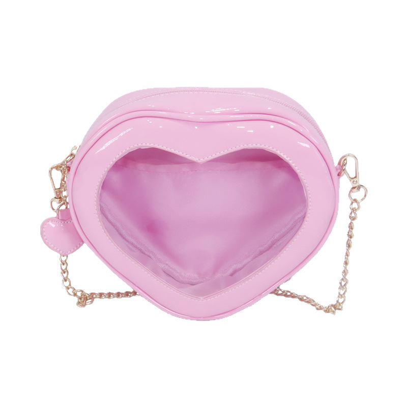 Bolso Ita Transparente con Forma de Corazón de 10 cm de PU con Cierre de Cremallera para Uso Diario