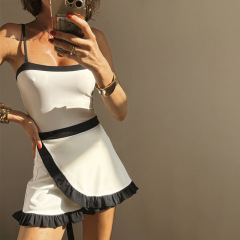 速売通クロスボーダーファッション女装ガードル連体服高腰ハーフスカートシンプルカジュアル衝突色2点セット女性