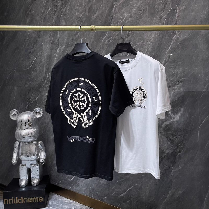 Embroidery 2026 Chrome Hearts New Trendy Brand Beaded Short-Sleeve T-Shirt for Men and Women, Loose Fit, Light Luxury, Versatile Embroidery 2026 Chrome Hearts New Trendy Brand Beaded Short-Sleeve T-Shirt for Men and Women, Loose Fit, Light Luxury, Versatile