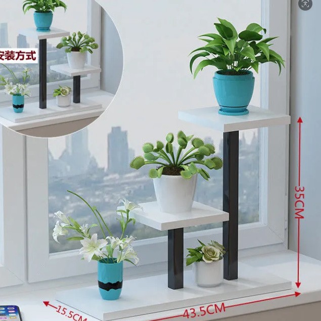 Estante de flores Sala de estar tipo piso planta carnosa soporte de maceta de hierro arte de varias capas estantes de flores móviles balcón