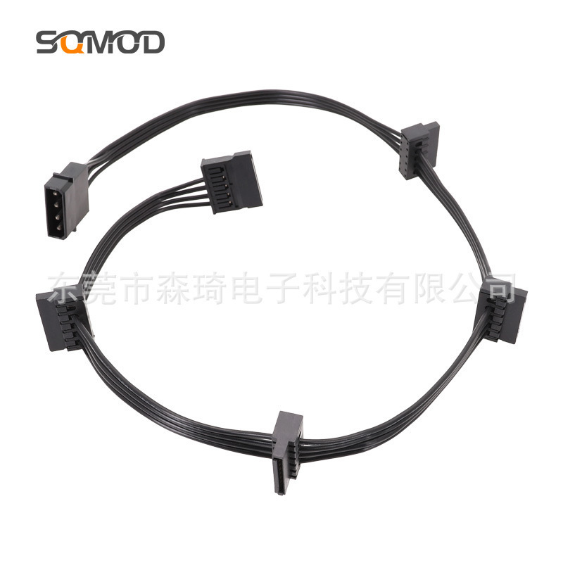 Ide Large 4-Pin to Five Sata Power Cable, One-To-Five Large 4P to Hard Drive Sata Elbow Cable Idesata