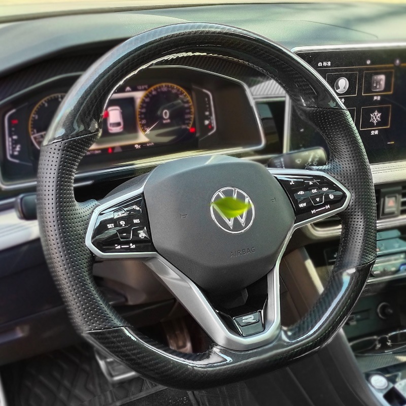 Cubierta del volante Lingdu costura a mano Passat Mai Sagitar CC Tiguan L Golf Tu Yue X Ang de cuero fibra carbono