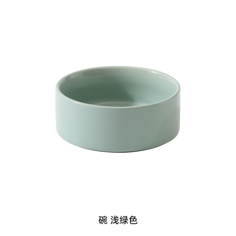 Cuenco de cerámica del perro cuenco doble cuenco de soporte cervical mediano y grande tamaño pequeño cuenco de comida para perros cuenco de agua de madera traje de estante cuenco de perro