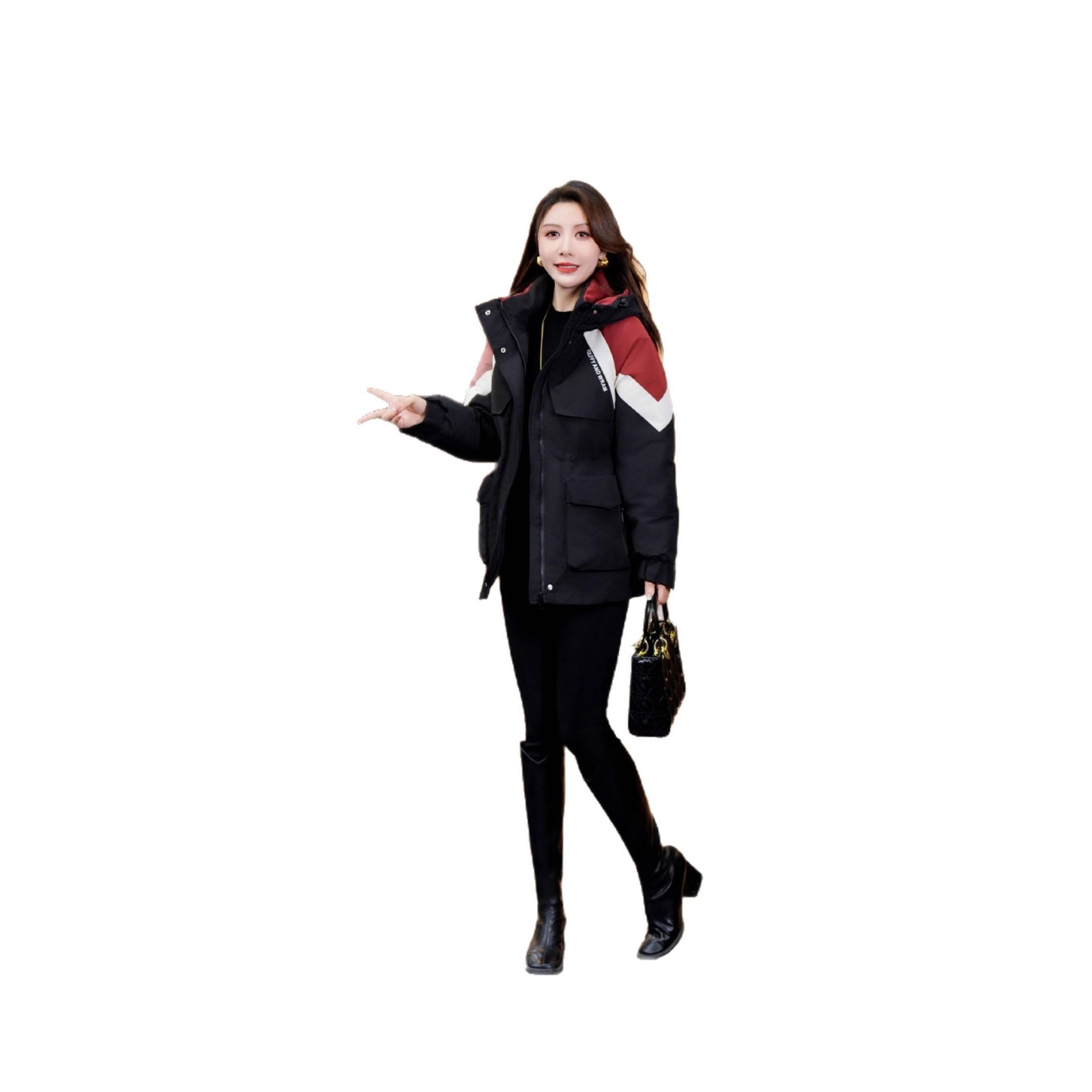 Trajes transfronterizos para superar la ropa de algodón de mujeres 2025 invierno nuevo traje de asalto largo y grueso abrigo de algodón con capuzas