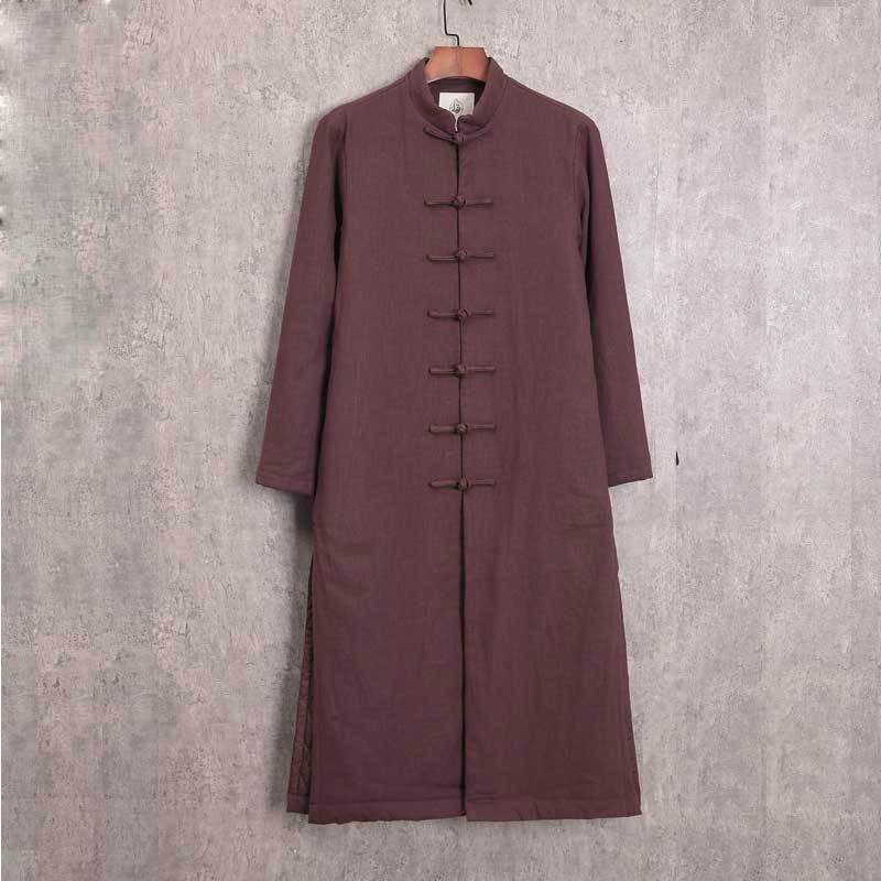 Shifu Men's Tang Suit Cotton and Linen Chinese Style Cotton Coat Linen Chinese Style Cotton Coat with Cotton Warm Ethnic Style Hanfu