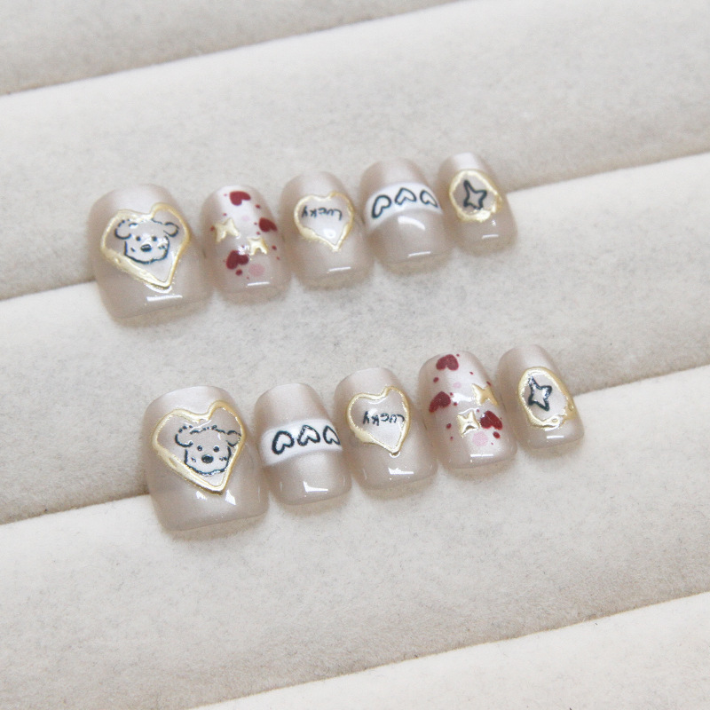 Uñas postizas removibles hechas a mano con forma de ojo de gato, manicura, uñas cortas de Ballet, tamaño dividido, uñas usables, 10 piezas, venta al por mayor