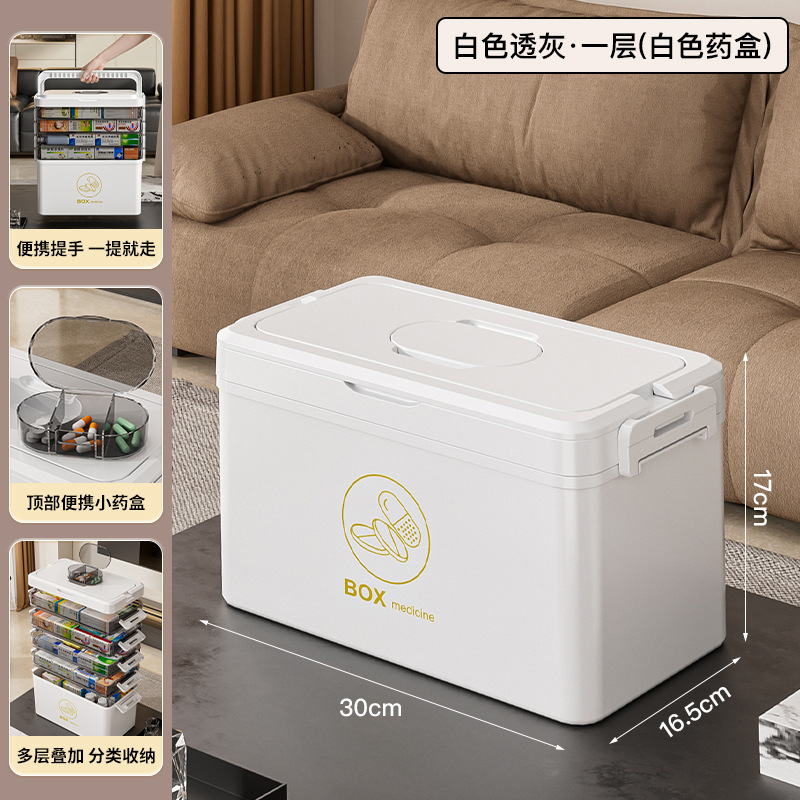 Caja Organizadora de Medicamentos de PET Multicapa Portátil para Hogar