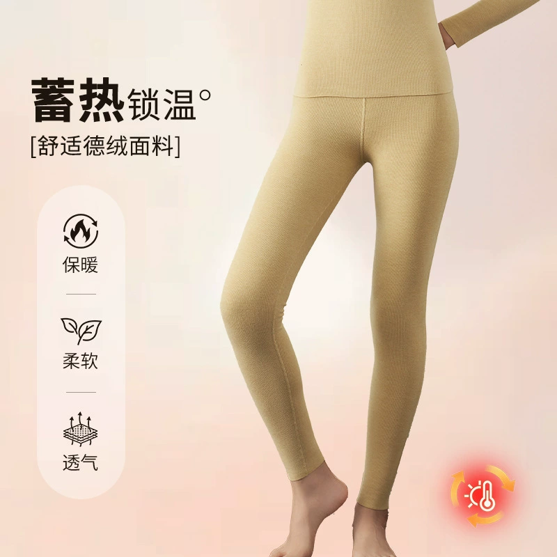 Термобрюки De Rong с плоской талией для женщин, новые осенне-зимние двусторонние утепленные леггинсы с эффектом самонагрева, облегающие.