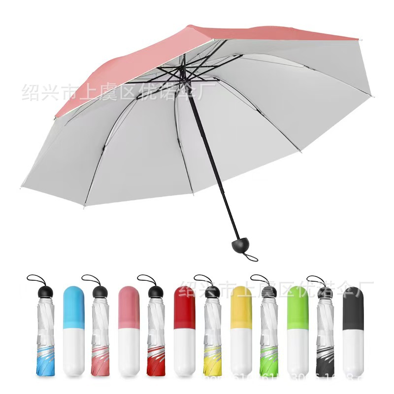 Large Eight-Rib Sun Umbrella with Capsule Design, Dual-Purpose Sunshade and Uv Protection, Promotional Umbrella, Foreign Trade Business Gift