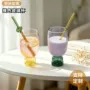 新款女生撞色彩色玻璃杯