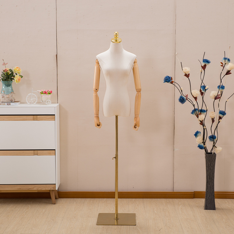 Modelo accesorios mujer medio-longitud tienda de ropa ventana molde marco galvanoplastia base de hierro de oro cabeza de alambre de pie modelo marco maniquí