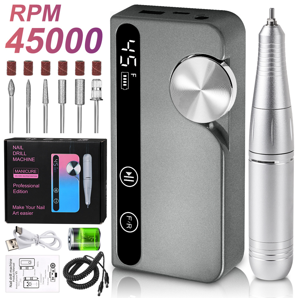 Transfronterizo nuevo profesional de manicuras amolador de uñas 45000 rpm almacenamiento de energía amolador de uñas eléctrico portátil