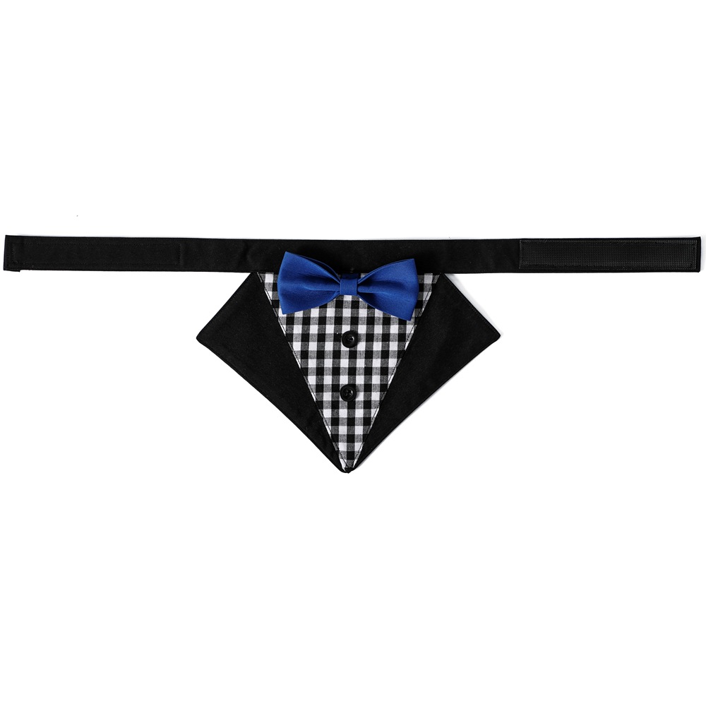 Transfronterizo nueva tela escocesa ropa para mascotas traje triángulo toalla guapo mascota perro saliva toalla boda mascota triángulo toalla
