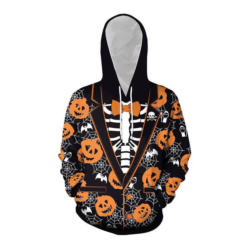 New Cross-border Halloween Pumpkin Baseball Suit 3D Digital Printed Couples Sweat Funny Element Skull South