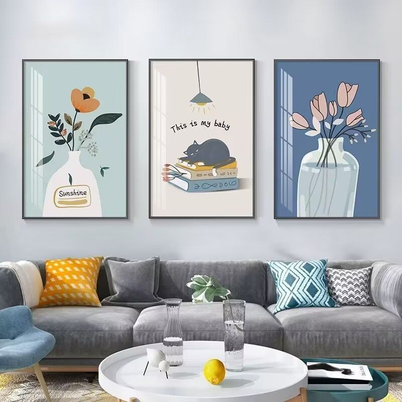Living Room Decorative Painting Scandinavian Style Sofa Background Wall Mural Modern Minimalist Bedroom Restaurant Hanging Painting Abstract Triptych
