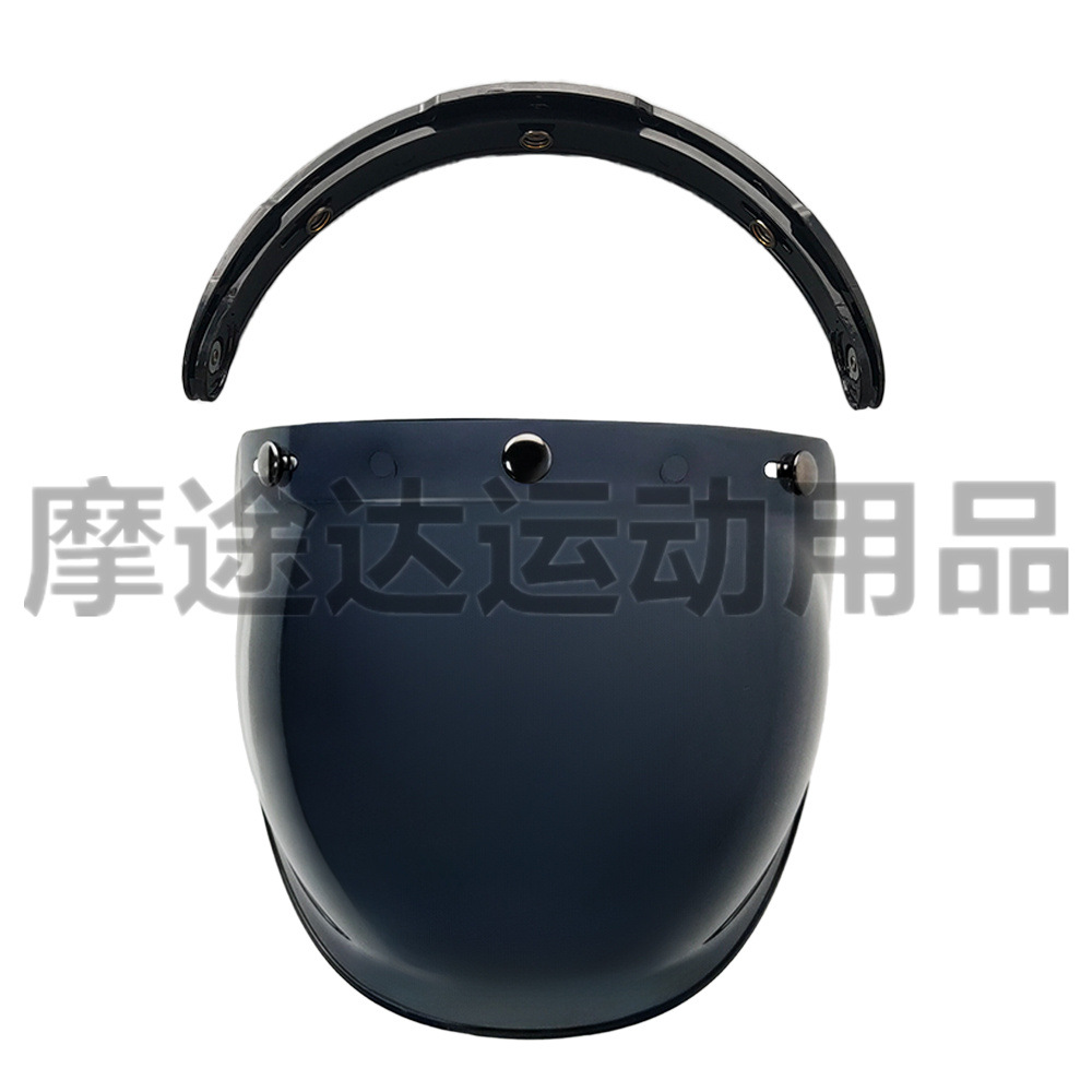 Retro Motorcycle Helmet Lens with Curved Surface, Three-Button Bubble Mirror, Multi-Color Windproof and Uv Protection Shield