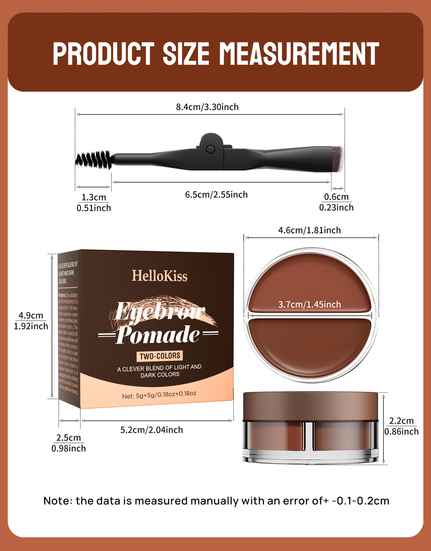 Hellokiss Two-Color Eyebrow Cream 2-in-1 Natural Long-lasting and color-enhancing Eyebrow Shaping Cream Wild Eyebrow Brow Pomade undefined
