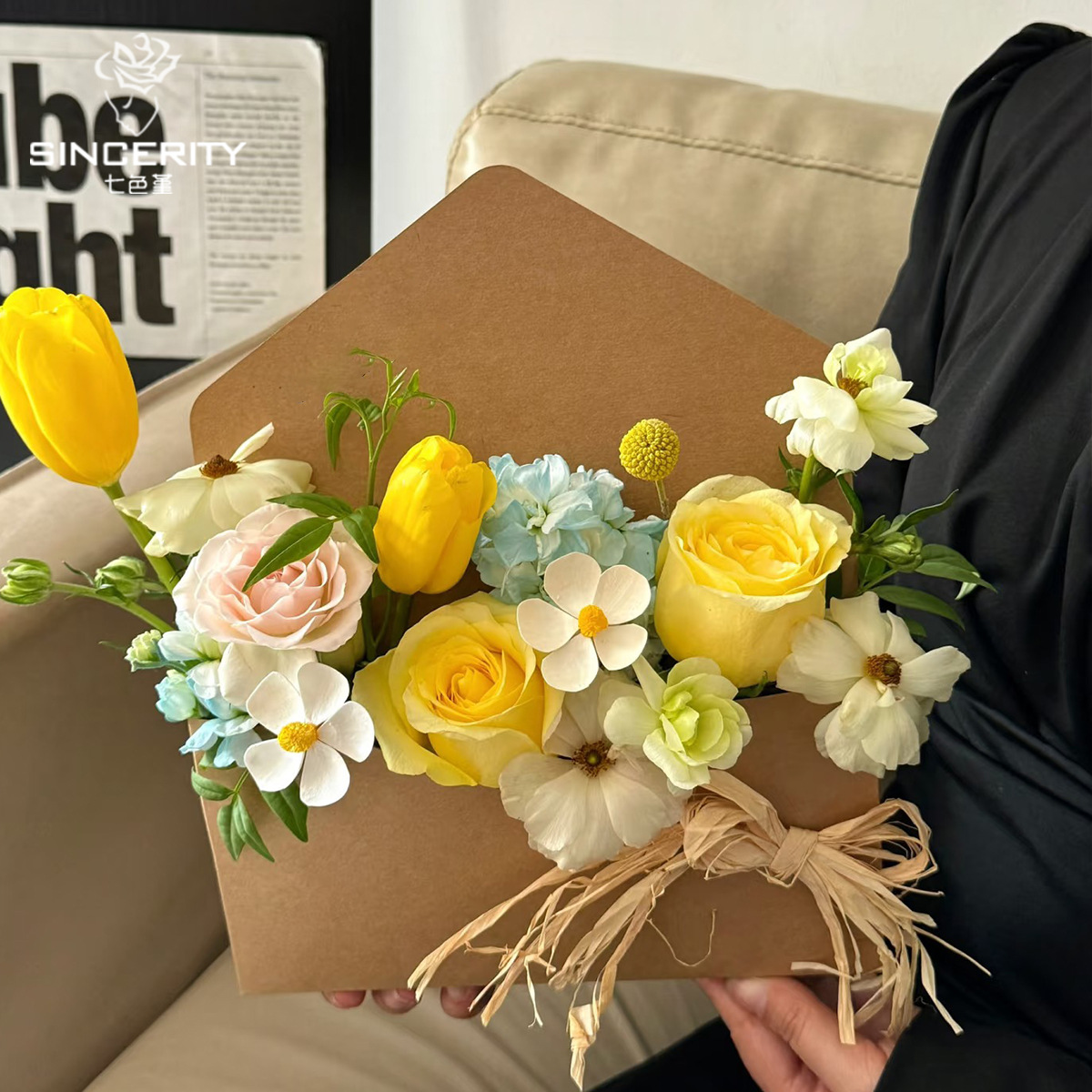 Cuatro colores Cordier otoño sobre caja de flores creativa ramo de flores sobre colorido florista material de flor